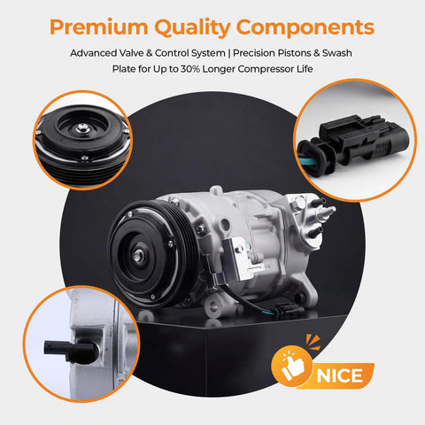 Straight Shot AC Compressor With Clutch Fits Chevrolet Silverado 1500 Gmc Sierra 1500 showing premium components and detail.
