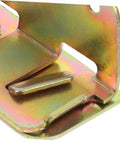 Heavy Duty Bed Rail Fastener Brackets Six Piece Kit With Reinforced Hinge Buckles close-up of a steel bracket showing detail and finish.