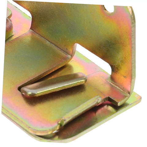 Heavy Duty Bed Rail Fastener Brackets Six Piece Kit With Reinforced Hinge Buckles close-up of a steel bracket showing detail and finish.