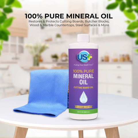 Pure Mineral Oil for Cutting Boards and Food Prep Surfaces Legit Food Grade Kosher GMO Free Deep Penetrating Wood Protector bottle