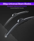 Heavy Duty All Season Windshield Wiper Blades Pack Of 2 At 22 Inch Each With Hella Durable Steel Armored Frame and Pure Natural Rubber visible.