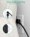 12 In 1 Power Strip With USB C And USB A Ports 8 Outlets 4 USB Ports Flat Plug Wall Mount Surge Protector installed behind sofa