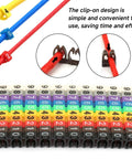 Colorful Clip On Wire Marker Tubes 0.1 x 0.1in Digital Number Cable Markers 150 Pcs showing clip-on detail and multiple colors