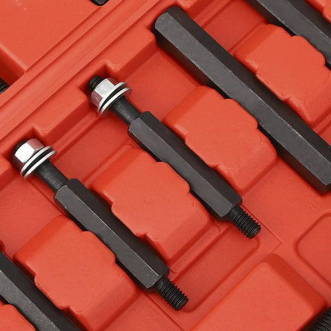 Heavy Duty 14PCS Bearing Puller Kit And Gearbox Separator Set Alloy Steel Pro Tools For Auto Gear Shaft Fix L Leg Puller For Pulley Flywheel Removal Wheel Hub Axle Shaft Work Quick Setup On Cars Trucks Helps Nail The Job Quick No Drama, red case with alloy steel pullers