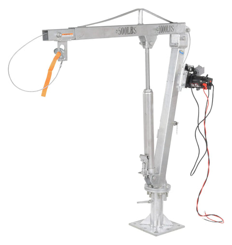 Professional Grade Heavy Duty Winch Operated Truck Jib Crane Built Solid Galvanized Steel Finish For Shop Floors, showing winch system and details.