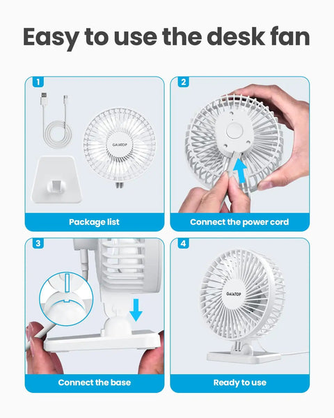 Compact USB Desk Fan Tiny But Mighty On The Go Personal Table Fan With 3 Speed Settings Adjustable Tilt And Ultra Quiet Operation
