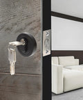 Black Zinc Alloy Deadbolt Lock Single Cylinder For Bedroom Doors With Keys Heavy Duty Entry Hardware close-up with keys