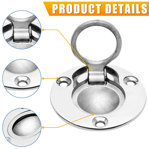 Round Flush Pull Ring Handle 316 Stainless Steel Recessed Pull for Boat Hatch Latch and Furniture Doors product details