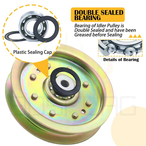 Heavy Duty Deck Drive Pulley Replacement For Cub Cadet Z Force 44 To 60 Inch Mowers Straight Swap 01004101 with double sealed bearing.