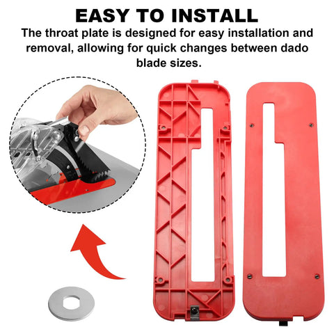 Red Metal Throat Plate Dado Insert Replacement For 4100, 4100XC And 4000 Series Table Saws Stacked Dado Blade Compatibility