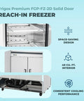 Hella Roomy Real Deal Commercial Kitchen Workhorse 49 Cubic Feet Solid Door Reach In Freezer crafted from durable silver stainless steel with visible interior shelving.