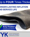 Two 27x10-12 and 27x12-12 ATV UTV tire inner tube made of butyl rubber showing thick material and performance benefits.