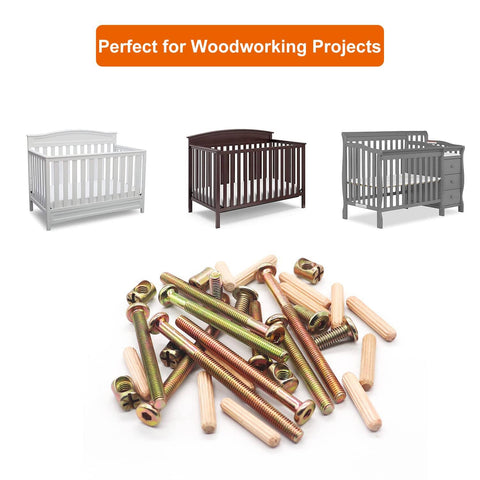 Must Have Hardware Replacement Kit For Cribs And Furniture With Barrel Nuts And Wood Dowels M6 Hex Drive Socket Cap Screws