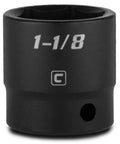 One And One Eighth Inch Shallow Impact Socket For Half Inch Drive, Six Point SAE High Torque Power Tool Socket, Chrome Molybdenum Steel