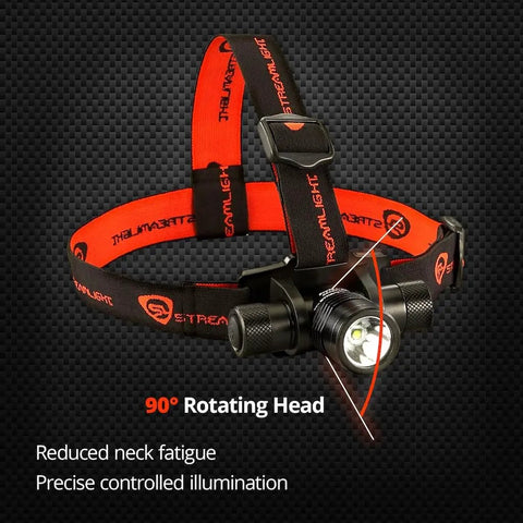ProTac HL Headlamp With 635 Lumen Output And 8500 Candela, featuring 90-degree rotating head for tactical hands-free lighting.