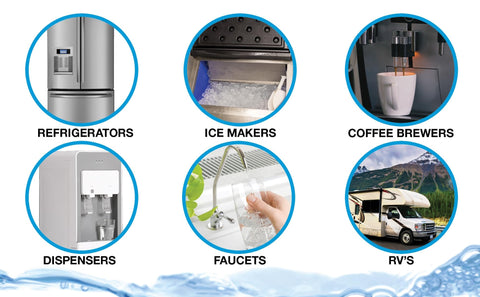 Inline Refrigerator Water Filter With Lead And Scale Protection, 1500 Gallon Capacity uses: fridges, ice makers, brewers, RVs
