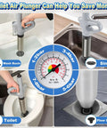 Heavy Duty High Pressure Toilet Plunger And Air Drain Blaster That Kicks Stubborn Clogs To The Curb Fast Saves You Serious Dough On Plumbers And Keeps Your Bathroom Running Smooth In Sleek Grey Finish in action with various uses