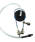 Hella Lightweight One Man Motorcycle Brake And Clutch Bleeder Kit, compact design showing hoses and fittings, for easy brake fluid extraction.