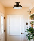 Entryway with 2 Pack Industrial Semi Flush Mount Ceiling Lights In Rustic Black Metal Finish, 13 inch, hallway view