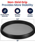 10 Inch Lazy Susan Turntable Set Of 4 Non Skid Cabinet Organizer for Kitchen Pantry and Bathroom, showing size and features.