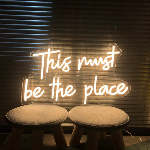 Large LED Neon Sign This Must Be The Place Wall Decor for bedroom bar office cafe party romantic night light 21.65 x 12.4 inches