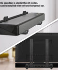 Totally Locks In Soundbar Mount And TV Bracket Holds Up To 20 Lbs, showing installation setup with one horizontal bar and TV back.