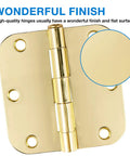 Door Hinges 3.5 Inch Polished Brass, 18 Pack, Heavy Duty Steel With Rounded 5 Eighths Radius Corners, Reversible Removable