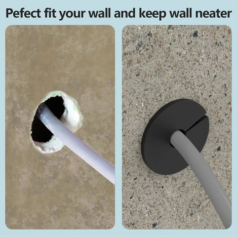 All In One Satellite Internet Cable Routing Kit With Wall Grommets installed in wall showing neat cable pass through