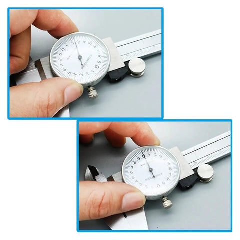 Close-up of Rugged Digital Vernier Caliper Set for Precision Measuring Stainless Steel Sliding Gauge with dial readout.