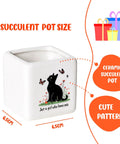 Black Cat Ceramic Succulent Planter With Drainage Hole For Small Plants Cute Kitty Face Pot For Home Office Desk Decor