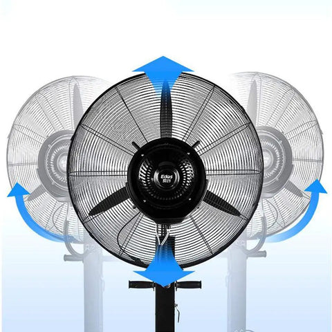 Image of Top Shelf Oscillating Floor Fan Featuring Heavy Duty Motor And Three Speed Airflow Modes with 90 degree swivel for cooling.