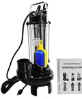 Badass 3HP Submersible Water Pump With Float Switch Heavy Duty Replacement For Tsurumi 12Pn 30391 beside instructional manual.