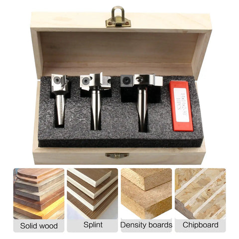Black Titanium Coated Half Inch Shank Carbide Router Bit Set Pro Grade For Surfacing And Slab Flattening in wood box