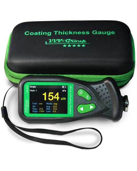 Coating Thickness Gauge CM-218 Pro Grade Paint Depth Meter For Cars And Industry, 0.01 Mil Resolution, 0-51 Mil Range, Auto Ferrous And Non Ferrous Substrate Detection Fe/Al, with case