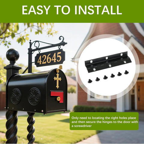 Mailbox Door Hinge Replacement Kit With Screws, 2 Pack, Easy Install Hinge Repair Hardware For Mailbox Doors, Includes 6 Pre Drilled Holes For Quick Alignment, Durable, Smooth Opening