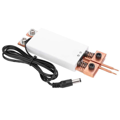 Handheld Spot Welding Pen With Retractable Handle And Japanese Ball Head Pins For DIY Battery Pack Assembly, white body with copper tips.