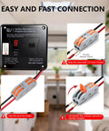 Built Like A Tank Double Sensor CO And LP Gas Detector Hardwired 12V DC setup guide in a motorhome, showing connection steps.