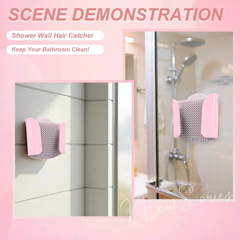 Game Changing Shower Wall Hair Catcher With Reusable Silicone Bristles For No Sweat Drain Protection Collecting Loose Hairs Effortlessly And Detachable Design Making Cleaning Super Chill For Pink Tubs on wall.