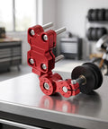 Heavy Duty Motorcycle Chain Adjuster Featuring Smooth Roller Wheel Aluminum Alloy Biker Tensioner Tool Garage Upgrade red aluminum body