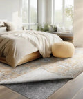 Bedroom with 4x6 Premium Luxury Non Slip Rug Pad One Quarter Inch Thick Dual Surface Felt And Rubber Grippy Safe For All Floors