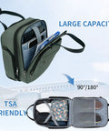 Underseat Carry-On Roller Luggage 16 Inch Lightweight Bag With Wheels For Men And Women, open showing compartments and TSA friendly feature