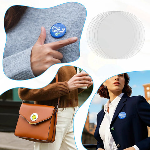 200 Pieces Clear Badge Film Circles For Button Makers And Crafts, Waterproof PVC Mylars Protective Films, 70mm Badges Shield, Easy Replacement For Arts And DIY Projects, clear 70mm badge films for pin buttons