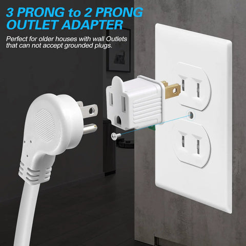 Grounded 2 Prong To 3 Prong Outlet Adapter Converter Plug In and go 3 Pin to 2 Pin Plug Socket for electrical cords installed.
