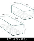 Size dimensions of 8 Pack Deep Drawer Organizers For Kitchens Closets And Bathrooms Super Solid Storage Bins in clear plastic.