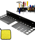 Wall Mount Screwdriver And Tool Organizer With Cleaning Towel, Heavy Duty Metal Holder For Pliers, Hammers, Wrenches, Sockets And More.