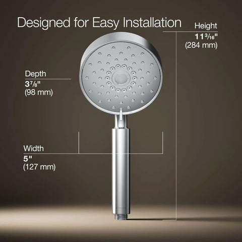 Front view of Purist Three-Spray Handheld Showerhead With Nonpositive Shutoff Full Coverage Massage And Silk Spray for Everyday Use