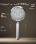Purist Four Function Handshower With 1.75 GPM Flow Polished Chrome dimensions and easy installation features.