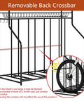 4 Bike Stand Slick Garage Organizer With 3 Tier Storage Rack removable back crossbar detail for tire fit