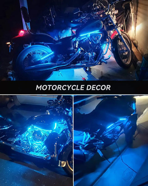 Motorcycle with Ice Blue 12V LED Light Strips Waterproof 32cm Pack Of 4 For Cars Motorcycles Golf Carts Boats Marine Interior Exterior