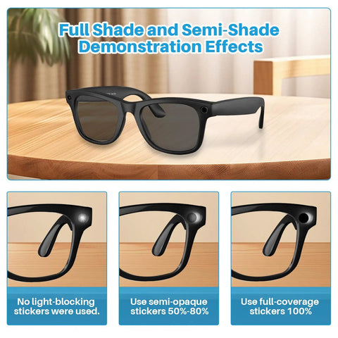 100 Pack LED Light Diffusion Stickers Kit For Smart Glasses Compatible With Wayfarer Style Frames demonstration effects.